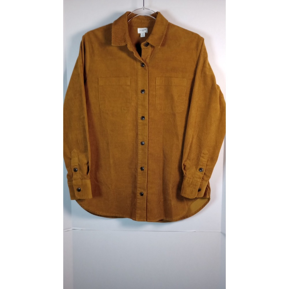 J Crew Corduroy Cotton Stretch Button Up Shirt-Jacket in Cognac/Caramel W Sz XS